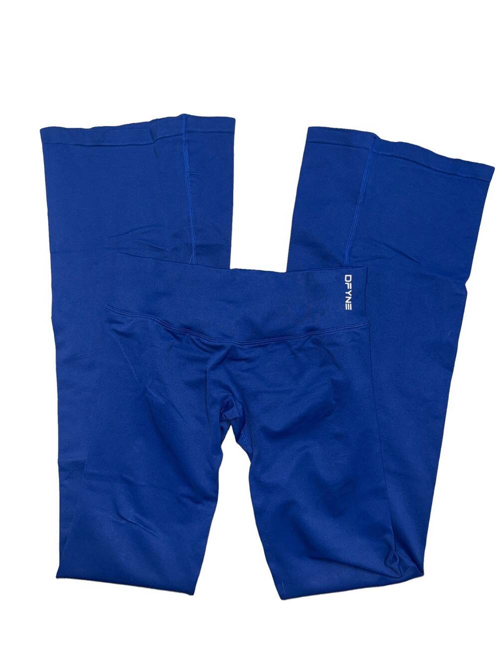 NWOT DFYNE Dynamic Scrunch Blue V-Waist Flare Leggings Size medium (AN21)